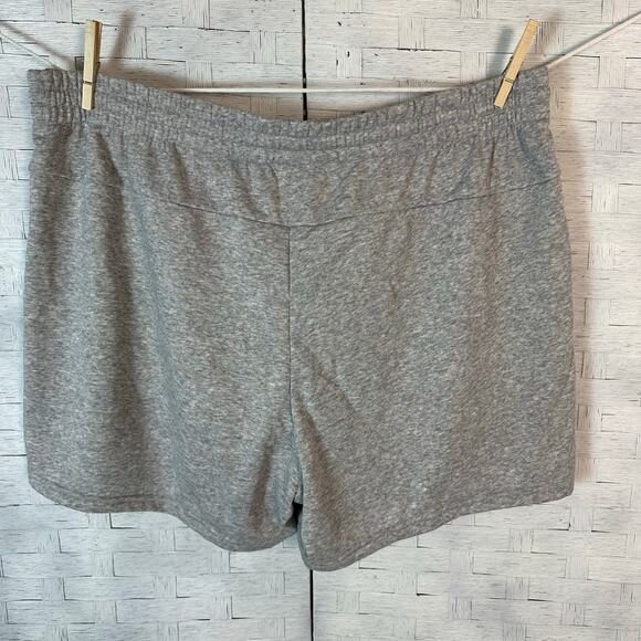 Adidas womens drawstring shorts jersey knit gray USA activewear casual plus size - Picture 3 of 12